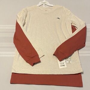Set of Boys Tommy Bahama Beige and Rust Long Sleeve Shirts size 10/12